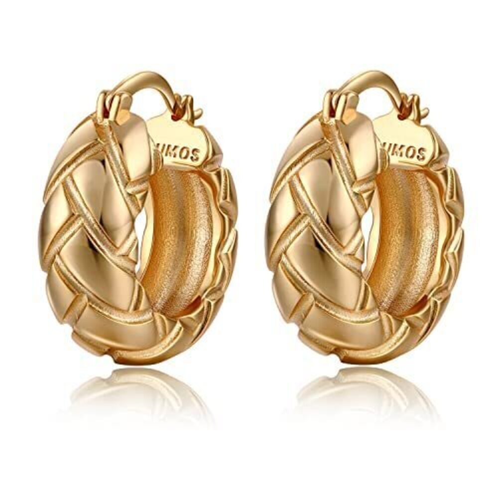 3773 18K Gold Plated Chunky Hoop Earrings Fashion Thick Gold Hoops Earrings